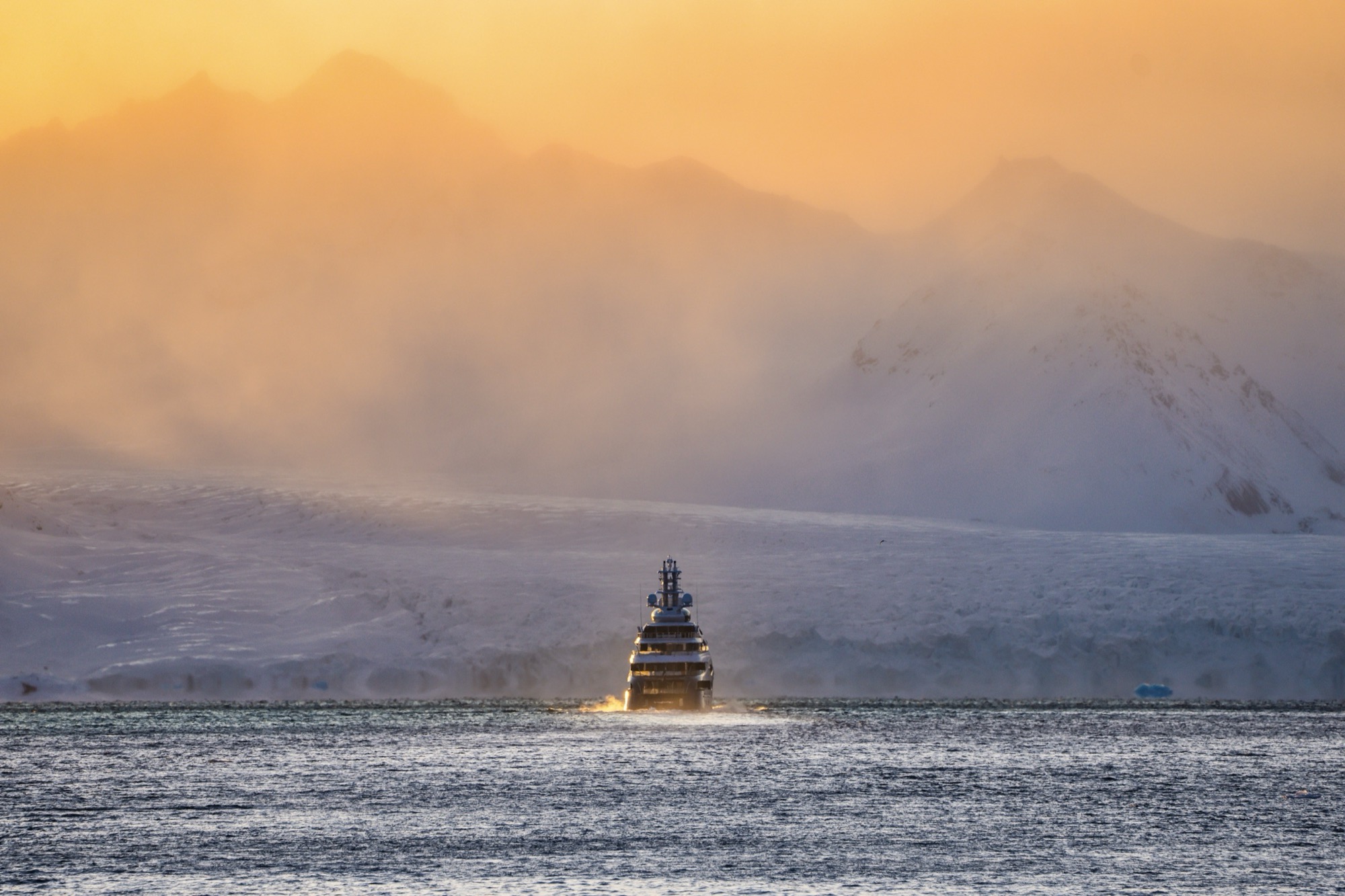 Golden Arctic light on the water, Svalbard